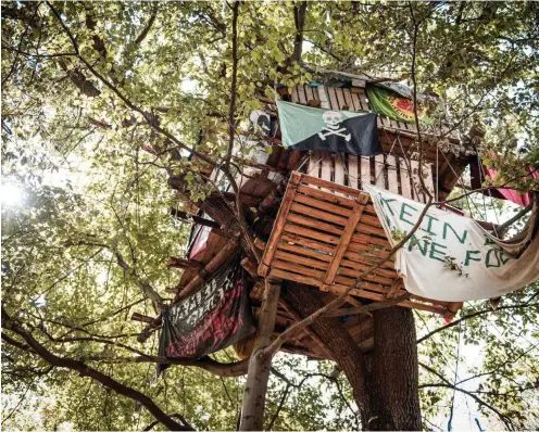  ?? Foto: imago/Tim Wagner ?? Etwa 50 Baumhäuser im Hambacher Forst sind nach Angaben der Polizei schon geräumt.