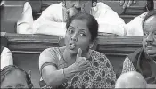  ?? PTI ?? Defence minister Nirmala Sitharaman in the LS on Friday.