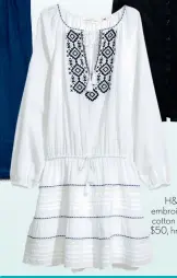  ??  ?? Topshop angel sleeve shift dress, $ 60, nordstrom.com H&M embroidere­d cotton dress, $50, hm.com