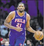  ?? Matt Slocum The Associated Press ?? Center Joel Embiid played in just 39 regular-season games this season for the 76ers.