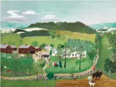  ??  ?? Anna Mary Robertson “Grandma” Moses (1860-1961), Grandma Moses Goes to the Big City, 1946. Oil on canvas. Smithsonia­n American Art Museum, © Grandma Moses Properties, Gift of the Kallir Family in memory of Otto Kallir.