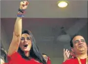  ?? HT/FILE ?? Preity Zinta during the Pepsi IPL 2014 final match between Kolkata Knight Riders and Kings XI Punjab