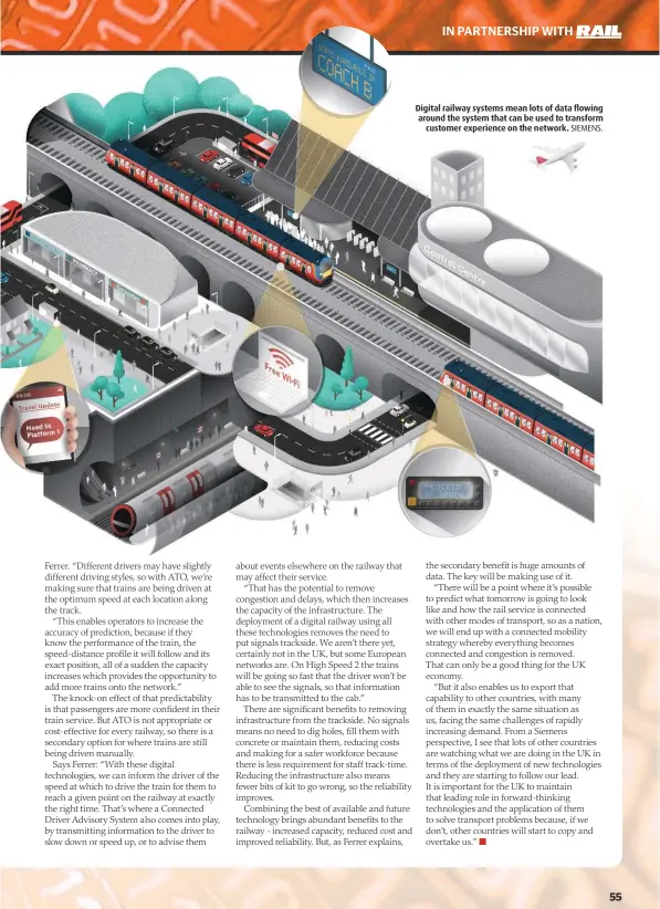  ?? SIEMENS. ?? Digital railway systems mean lots of data flowing around the system that can be used to transform customer experience on the network.