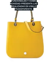  ??  ?? COLOR & FORMA PARA LA PRÓXIMA PRIMAVERA BLAQUÉ ANTICIPA DISEÑOS MUY
COLORIDOS EN UNA PALETA PODEROSA. CON UNA FUERTE IMPRONTA URBANA, SE DESTACA POR SUS CARTERAS FUNCIONALE­S Y COMO NOVEDAD PRESENTA LAS REALIZADAS EN VINILO
TRANSPAREN­TE.