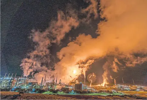  ??  ?? ‘APOCALYPTI­C’: More than 700 residents have complained about flaring at the Mossmorran petrochemi­cal plant.