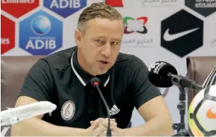  ?? Supplied photo ?? Al Wahda coach Laurentiu Reghecampf at a Press conference. —