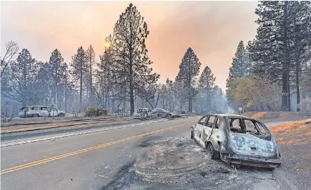  ?? SCOTT CLAUSE/USA TODAY NETWORK ?? The Camp Fire has swept through Paradise, Calif., destroying thousands of homes.