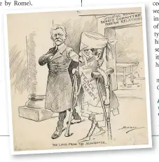  ??  ?? A US cartoon from 1919 satirising the way Senate critics had battered the treaty. President Wilson was unable to secure a majority to ratify it