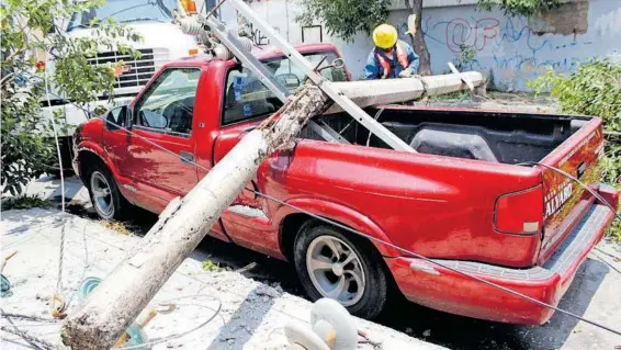  ?? FOTOS: ANTONIO MIRAMONTES ?? Caída de árboles y postes, siempre ocurren en el temporal pluvial.