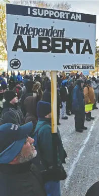  ?? Ed KAISER/POSTMEDIA ?? Wexit Alberta protest rally on Jan. 11, 2020.