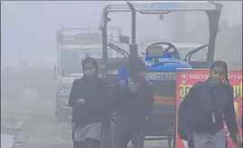  ?? HT FILE ?? Visibility dropped to less than 50 metres in parts of Punjab and Haryana last week, disrupting air, rail and road traffic.