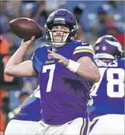  ?? Rich Barnes Associated Press ?? CASE KEENUM, the Rams’ starter for much of last season, throws a first-half pass for the Vikings.