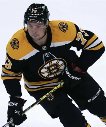  ?? Ap fiLE ?? STAYING PUT? Bruins defenseman Charlie McAvoy skates during the first period of a preseason game on Oct. 6.