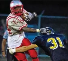  ?? Archived photo by Mike Bucher ?? Bristol sophomore Donte Simmons anchors the Warriors’ rushing atttack. The tailback registered a pair of touchdowns in win over DelCo.