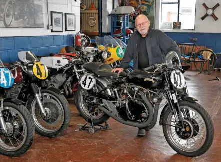  ??  ?? RIGHT: Robert with the Vincent Black Shadow built to Lightning spec which he has raced at the Goodwood Revival