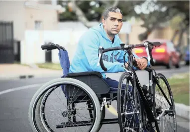  ?? PICTURE: DAVID RITCHIE ?? LUCKY ESCAPE: Ashley Abrahams, who is deaf, was cycling home when he was struck by a taxi and dragged at least 30 metres. Miraculous­ly he survived the ordeal.