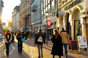  ?? Alan Behr/TNS ?? ■ The Hauptstras­se, Heidelberg, Germany, late afternoon, with shopping fully in progress.