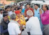  ?? PHOTO ?? Congress candidate Mahendra Singh Ralawata in Ajmer.HT