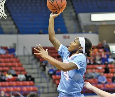  ?? Donny Crowe/Louisiana Tech Sports Informatio­n ?? Taking aim: Louisiana Tech's Kierra Anthony takes a shot during the Lady Techsters' contest against Western Kentucky in Ruston, La. Louisiana Tech hosts Charlotte this afternoon in a Conference USA clash.