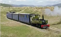  ?? CLIFF THOMAS ?? Fairbourne Railway’s Curwen 2-6-2T Yeo leaves Barmouth Ferry station behind on the afternoon of May 28, and heads back to Fairbourne during the line’s Steam & Diesel Gala.