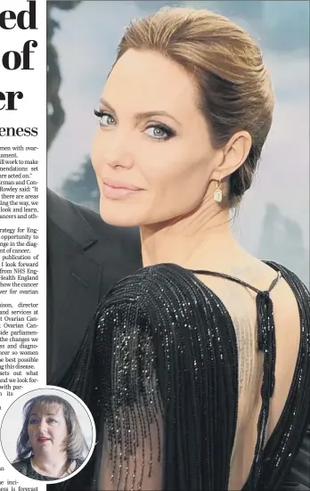  ??  ?? EARLY ACTION: Angelina Jolie famously had surgery to cut her cancer risk after inheriting the faulty genes that may have hastened her mother’s death; inset, Labour Shadow Health Minister Sharon Hodgson.