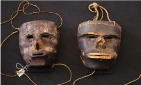  ?? 16 June. Photograph: Markus Schreiber/AP ?? Two masks of the indigenous community of the Kogi from the Sierra Nevada de Santa Marta in Colombia are displayed at German president’s residence, Bellevue Palace, Berlin on