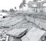  ??  ?? This 2016 photo shows erosion along the bach in Annotto Bay, St Mary, due to high waves.