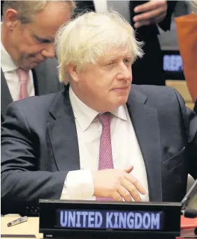  ??  ?? > Foreign Secretary Boris Johnson at a meeting at UN on Monday