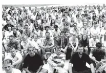  ??  ?? Vice Chancellor Professor Barry Conyngham with students at Lismore during the inaugural O Week in 1994.