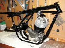  ??  ?? Left: Straighten­ed frame and rebuilt engine – it’s all coming together...