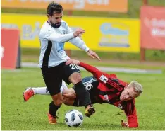  ?? Foto: Eibner/Peter Franz ?? Alper Bagceci (links) stand nach seiner Gelb Sperre gegen Röchling Völklingen wie der auf dem Platz.