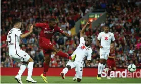  ?? Photograph: Jan Kruger/Getty Images ?? Daniel Sturridge shoots during the pre-season friendly between Liverpool and Torino atAnfield. The forward has been in fine form.