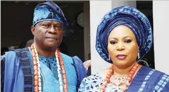  ??  ?? Bride’s parents, Chief Gbenga Obisesan and wife, Mopelola