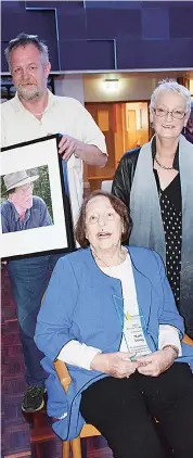  ??  ?? Mark Long was recognised posthumous­ly for his work in the Neerim district and his award was accepted by (from left) his stepson Michael Gerlach, mother Shirley Long and wife Robyn Burfurd.