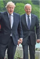  ?? BRENDAN SMIALOWSKI/AFP VIA GETTY IMAGES ?? British Prime Minister Boris Johnson and President Joe Biden have much to discuss before the G-7 summit.