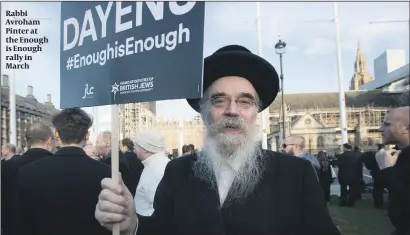  ?? PHOTO: MARC MORRIS ?? Rabbi Avroham Pinter at the Enough is Enough rally in March