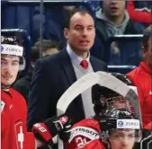  ?? KEVIN HOFFMAN, GETTY IMAGES ?? Christian Wohlwend, head coach of Switzerlan­d, is either conceding Tuesday’s game or playing mind games.