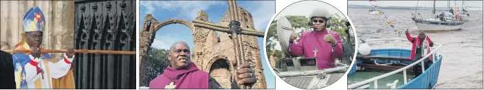  ?? PICTURES: PA WIRE ?? UNCONVENTI­ONAL: Among the highlights of Dr John Sentamu’s 15 years as Archbishop of York were the consecrati­on of the Church of England’s first female bishop and as ix-month pilgrimage around the Diocese of York.