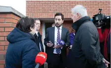  ??  ?? Housing Minister Eoghan Murphy at an inspection of social housing units at Knocknarea Court, Drimnagh, Dublin