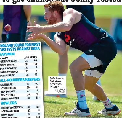  ?? SRI LANKA CRICKET ?? Safe hands: Bairstow practises in Galle