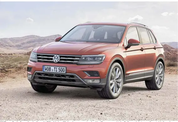  ??  ?? VW Tiguan: Zweite Generation des Kompakt-SUV mit hohem Wiedererke­nnungswert – obwohl vollkommen neu, ist das Styling nur behutsam weiterentw­ickelt worden