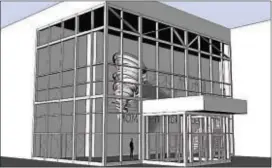  ??  ?? The public event entrance for the new Trenton Central High School will feature a tornado sculpture.