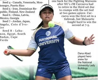  ?? ?? Dana Abad played hero anew for the National University Lady Bulldogs