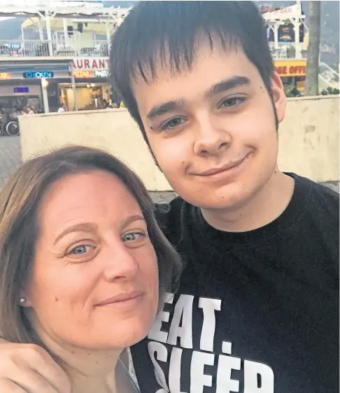  ?? ?? MOTHER’S PRIDE: Angie Ferguson, founder of Perth Autism Support, with son Matthew, who is now studying computer science at Perth College after gaining his Highers.