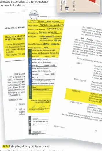  ?? Gibs Rd E st gate R d Sources: Clark County assessor's and recorder's offices, city of Henderson Severiano del Castillo Galvan Las Vegas Review-Journal ?? Note: Highlighti­ng added by the Review-Journal