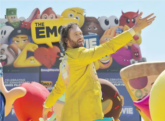  ?? — GETTY IMAGES ?? Actor T.J. Miller promotes The Emoji Movie at the Cannes Film Festival, which is grappling with the rise of streaming.