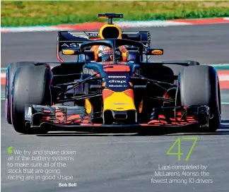  ?? AFP ?? Red Bull’s Australian driver Daniel Ricciardo drives at the Circuit de Catalunya on Wednesday. —