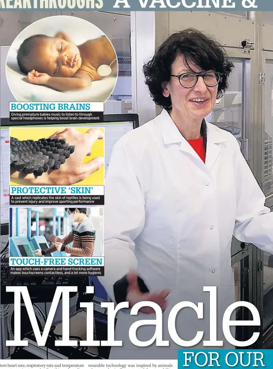  ??  ?? BOOSTING BRAINS Giving premature babies music to listen to through special headphones is helping boost brain developmen­t