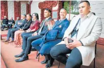  ?? ?? The new Far North District councillor­s and mayor were welcomed at a po¯ whiri at Waitangi last Wednesday.