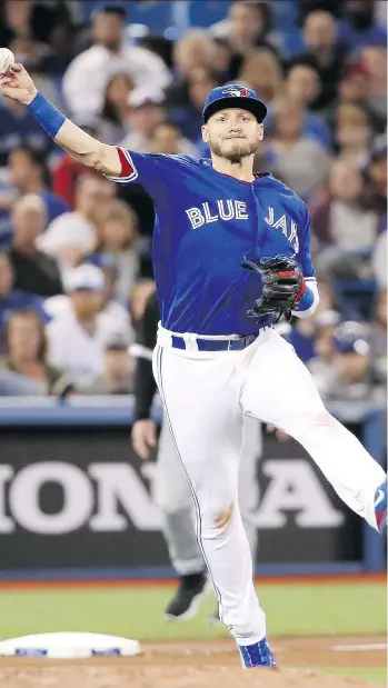 ?? GETTY IMAGES ?? Toronto Blue Jays third baseman Josh Donaldson says a ruptured calf muscle greatly compromise­d his ability to play his position. The star player irritated the Jays by electing to follow his own rehab routine.